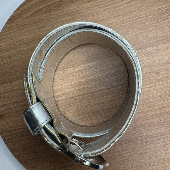 Lucia Ferrise Italian Silver Leather Belt Decorative Buckle‎ Size 26 - Picture 5 of 8